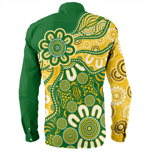 Australia Long Sleeve Shirt Aboriginal Dot Design Kangaroo Australia Long Sleeve Shirt Aboriginal Dot Design Kangaroo