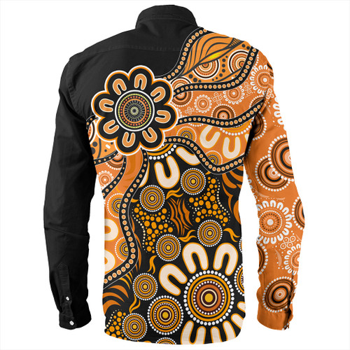 Australia Long Sleeve Shirt Aboriginal Dot Painting Background Australia Long Sleeve Shirt Aboriginal Dot Painting Background