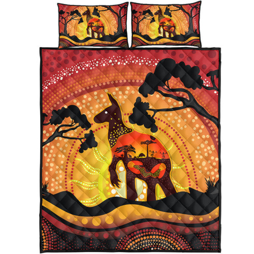 Australia Quilt Bed Set Aboriginal Painting Depicting Nature's Beauty Australia Quilt Bed Set Aboriginal Painting Depicting Nature's Beauty
