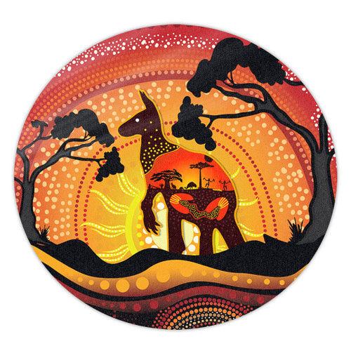 Australia Round Rug Aboriginal Painting Depicting Nature's Beauty Australia Round Rug Aboriginal Painting Depicting Nature's Beauty