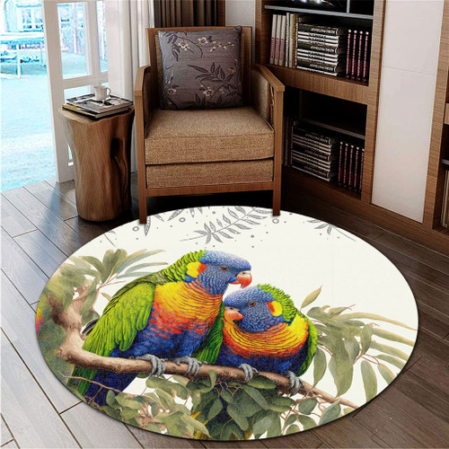 Australia Round Rug Australia Rainbow Lorikeets Birds Art Inspired