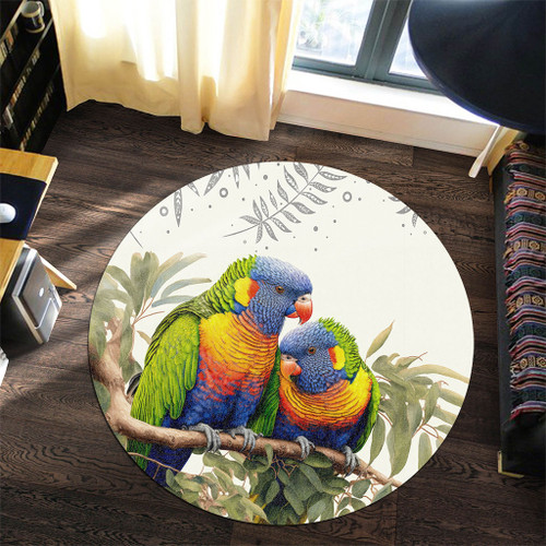Australia Round Rug Australia Rainbow Lorikeets Birds Art Inspired