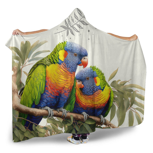 Australia Hooded Blanket Australia Rainbow Lorikeets Birds Art Inspired Australia Hooded Blanket Australia Rainbow Lorikeets Birds Art Inspired