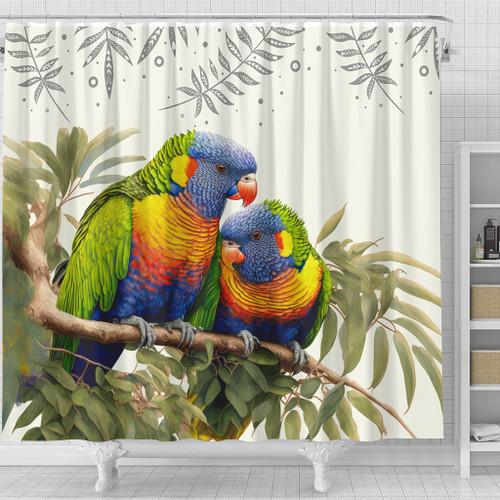 Australia Shower Curtain Australia Rainbow Lorikeets Birds Art Inspired