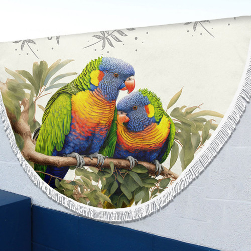 Australia Beach Blanket Australia Rainbow Lorikeets Birds Art Inspired Australia Beach Blanket Australia Rainbow Lorikeets Birds Art Inspired