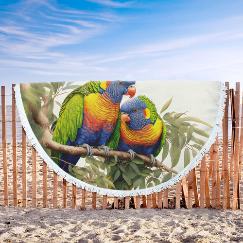 Australia Beach Blanket Australia Rainbow Lorikeets Birds Art Inspired Australia Beach Blanket Australia Rainbow Lorikeets Birds Art Inspired