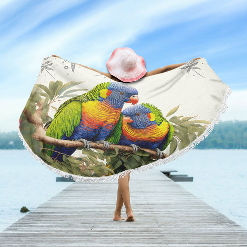 Australia Beach Blanket Australia Rainbow Lorikeets Birds Art Inspired Australia Beach Blanket Australia Rainbow Lorikeets Birds Art Inspired