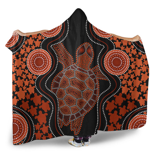 Australia Hooded Blanket Aboriginal Art Turtles Inspired