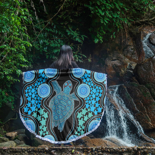 Australia Beach Blanket Aboriginal Art Turtles Inspired