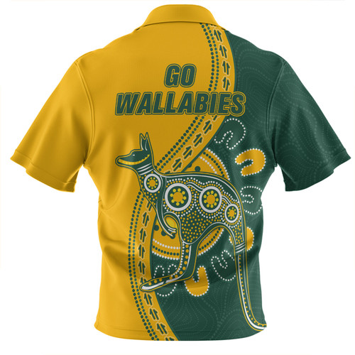 Australia Wallabies Zip Polo Shirt Custom Go Wallabies Aboriginal Inspired Jersey