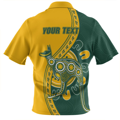 Australia Wallabies Zip Polo Shirt Custom Go Wallabies Aboriginal Inspired Jersey