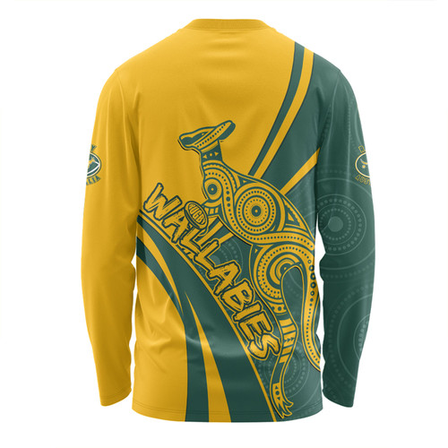 Australia Long Sleeve T-shirt Wallabies Squad Aboriginal Pattern Inspired Australia Long Sleeve T-shirt Wallabies Squad Aboriginal Pattern Inspired
