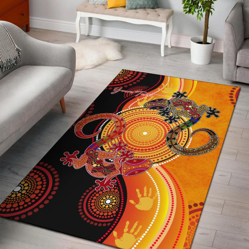 Australia Aboriginal Personalised Area Rug - Couple Aboriginal Lizards Australia Aboriginal Personalised Area Rug - Couple Aboriginal Lizards