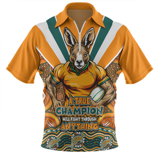 Australia Zip Polo Shirt Wallabies Squad A True Champion Will Fight Through Anything (Gold)