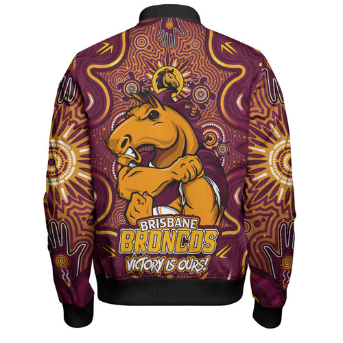 Brisbane Broncos Bomber Jacket Aboriginal Pattern Inspired Victory Is Ours Brisbane Broncos Bomber Jacket Aboriginal Pattern Inspired Victory Is Ours