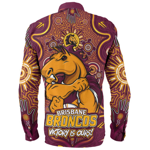 Brisbane Broncos Long Sleeve Shirt Aboriginal Pattern Inspired Victory Is Ours Brisbane Broncos Long Sleeve Shirt Aboriginal Pattern Inspired Victory Is Ours