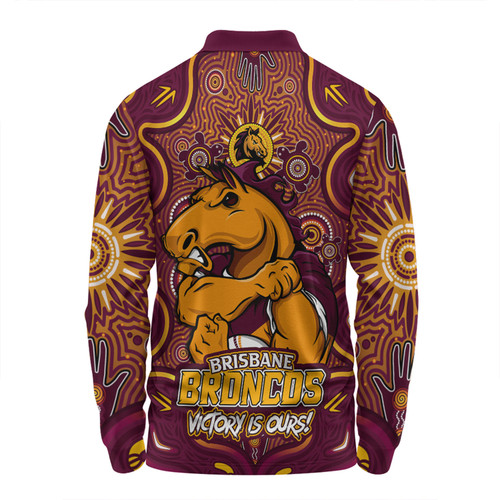 Brisbane Broncos Long Sleeve Polo Shirt Aboriginal Pattern Inspired Victory Is Ours Brisbane Broncos Long Sleeve Polo Shirt Aboriginal Pattern Inspired Victory Is Ours