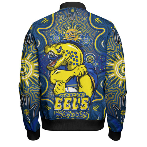 Parramatta Eels Bomber Jacket Aboriginal Pattern Inspired Victory Is Ours Parramatta Eels Bomber Jacket Aboriginal Pattern Inspired Victory Is Ours
