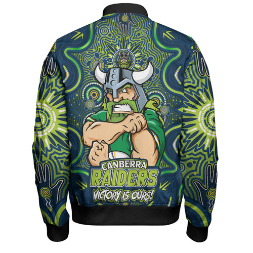 Canberra Raiders Bomber Jacket Aboriginal Pattern Inspired Victory Is Ours