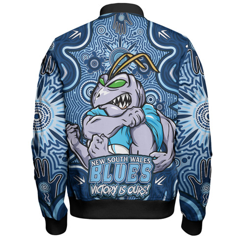 New South Wales Blues Bomber Jacket Aboriginal Pattern Inspired Victory Is Ours New South Wales Blues Bomber Jacket Aboriginal Pattern Inspired Victory Is Ours