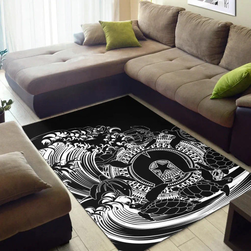 Australia Aboriginal Area Rug - Torres Strait Islands in Wave (Black) Australia Aboriginal Area Rug - Torres Strait Islands in Wave (Black)