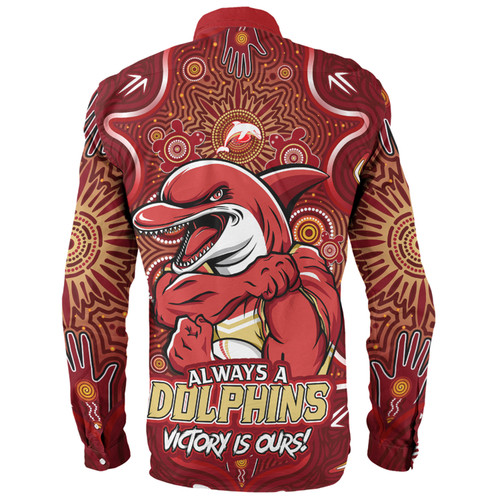 Redcliffe Dolphins Long Sleeve Shirt Aboriginal Pattern Inspired Victory Is Ours Redcliffe Dolphins Long Sleeve Shirt Aboriginal Pattern Inspired Victory Is Ours