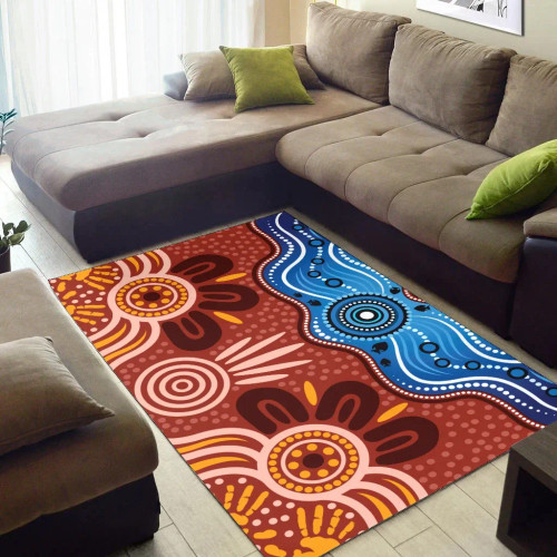 Australia Aboriginal Area Rug - Indigenous dot art River concept Australia Aboriginal Area Rug - Indigenous dot art River concept