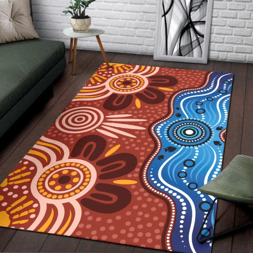 Australia Aboriginal Area Rug - Indigenous dot art River concept Australia Aboriginal Area Rug - Indigenous dot art River concept