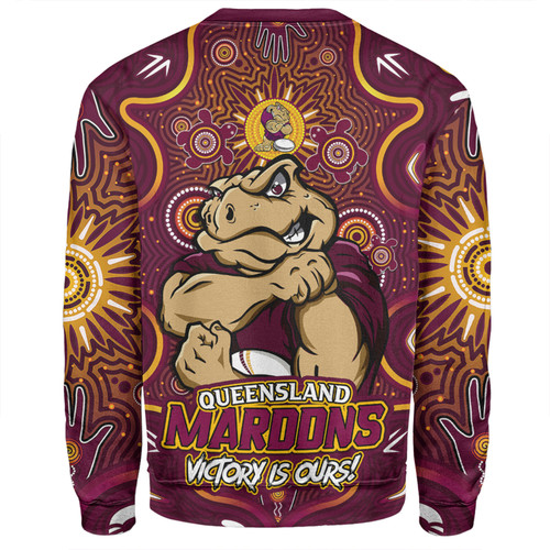 Queensland Maroons Sweatshirt Aboriginal Pattern Inspired Victory Is Ours Queensland Maroons Sweatshirt Aboriginal Pattern Inspired Victory Is Ours