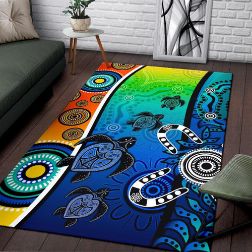 Australia Aboriginal Area Rug - Indigenous Turtle Dot Painting Art Australia Aboriginal Area Rug - Indigenous Turtle Dot Painting Art