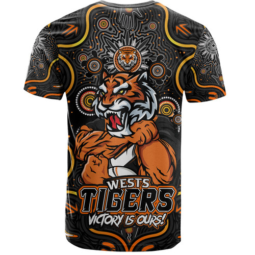 Wests Tigers T-Shirt Aboriginal Pattern Inspired Victory Is Ours Wests Tigers T-Shirt Aboriginal Pattern Inspired Victory Is Ours