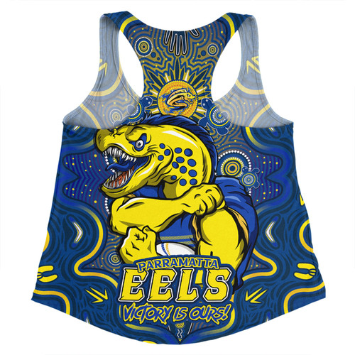 Parramatta Eels Women Racerback Singlet Aboriginal Pattern Inspired Victory Is Ours Parramatta Eels Women Racerback Singlet Aboriginal Pattern Inspired Victory Is Ours