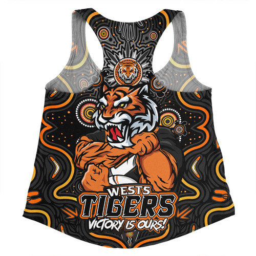 Wests Tigers Women Racerback Singlet Aboriginal Pattern Inspired Victory Is Ours Wests Tigers Women Racerback Singlet Aboriginal Pattern Inspired Victory Is Ours