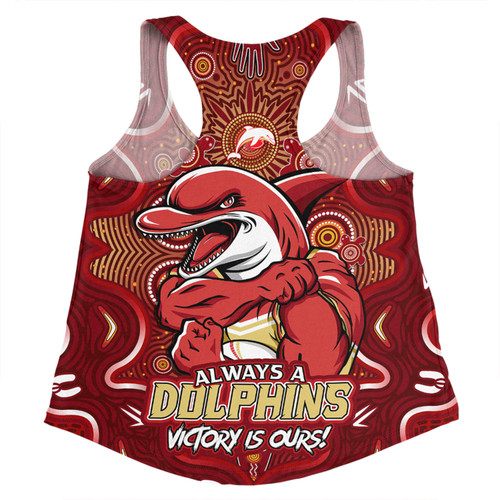 Redcliffe Dolphins Women Racerback Singlet Aboriginal Pattern Inspired Victory Is Ours Redcliffe Dolphins Women Racerback Singlet Aboriginal Pattern Inspired Victory Is Ours