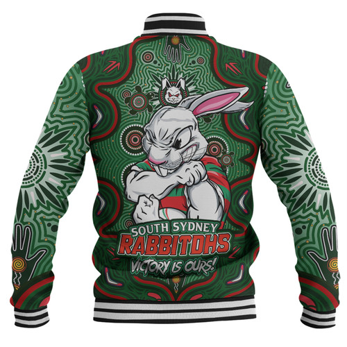 South Sydney Rabbitohs Baseball Jacket Aboriginal Pattern Inspired Victory Is Ours South Sydney Rabbitohs Baseball Jacket Aboriginal Pattern Inspired Victory Is Ours