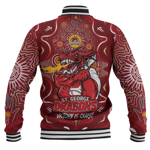 St. George Illawarra Dragons Baseball Jacket Aboriginal Pattern Inspired Victory Is Ours St. George Illawarra Dragons Baseball Jacket Aboriginal Pattern Inspired Victory Is Ours