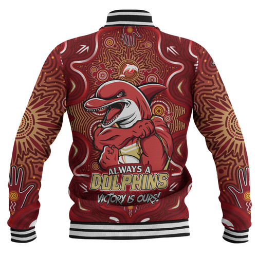 Redcliffe Dolphins Baseball Jacket Aboriginal Pattern Inspired Victory Is Ours