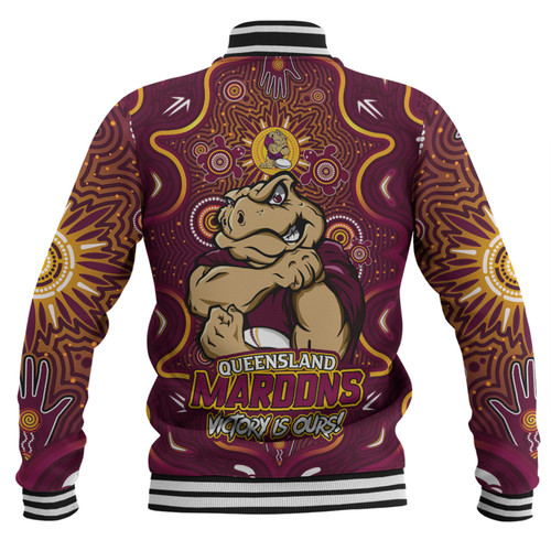 Queensland Maroons Baseball Jacket Aboriginal Pattern Inspired Victory Is Ours Queensland Maroons Baseball Jacket Aboriginal Pattern Inspired Victory Is Ours