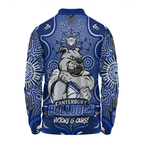Canterbury-Bankstown Bulldogs Long Sleeve Polo Shirt Aboriginal Pattern Inspired Victory Is Ours