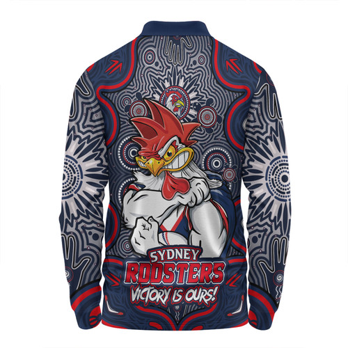 Sydney Roosters Long Sleeve Polo Shirt Aboriginal Pattern Inspired Victory Is Ours