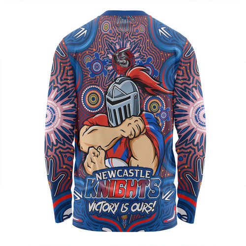 Newcastle Knights Long Sleeve T-shirt Aboriginal Pattern Inspired Victory Is Ours