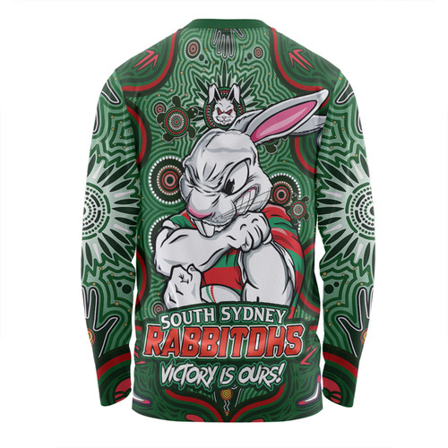 South Sydney Rabbitohs Long Sleeve T-shirt Aboriginal Pattern Inspired Victory Is Ours South Sydney Rabbitohs Long Sleeve T-shirt Aboriginal Pattern Inspired Victory Is Ours