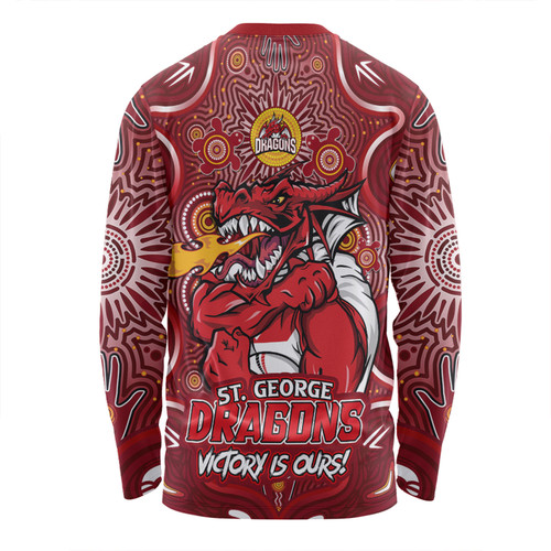 St. George Illawarra Dragons Long Sleeve T-shirt Aboriginal Pattern Inspired Victory Is Ours St. George Illawarra Dragons Long Sleeve T-shirt Aboriginal Pattern Inspired Victory Is Ours