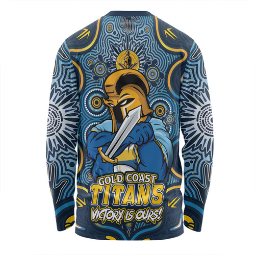 Gold Coast Titans Long Sleeve T-shirt Aboriginal Pattern Inspired Victory Is Ours Gold Coast Titans Long Sleeve T-shirt Aboriginal Pattern Inspired Victory Is Ours