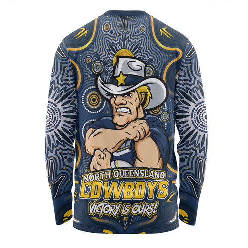 North Queensland Cowboys Long Sleeve T-shirt Aboriginal Pattern Inspired Victory Is Ours North Queensland Cowboys Long Sleeve T-shirt Aboriginal Pattern Inspired Victory Is Ours