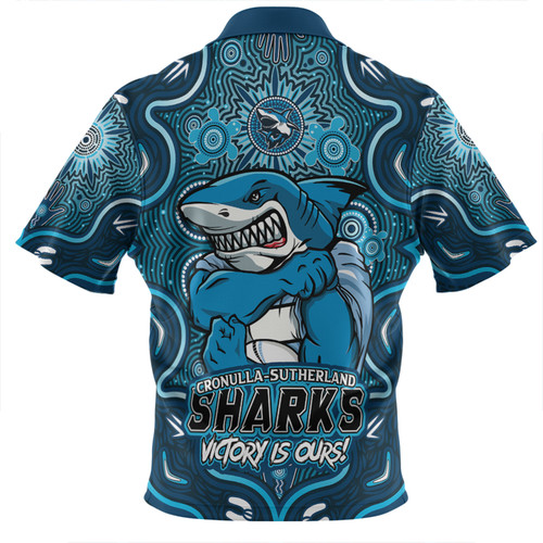 Cronulla-Sutherland Sharks Zip Polo Shirt Aboriginal Pattern Inspired Victory Is Ours Cronulla-Sutherland Sharks Zip Polo Shirt Aboriginal Pattern Inspired Victory Is Ours