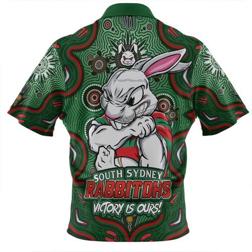 South Sydney Rabbitohs Zip Polo Shirt Aboriginal Pattern Inspired Victory Is Ours South Sydney Rabbitohs Zip Polo Shirt Aboriginal Pattern Inspired Victory Is Ours