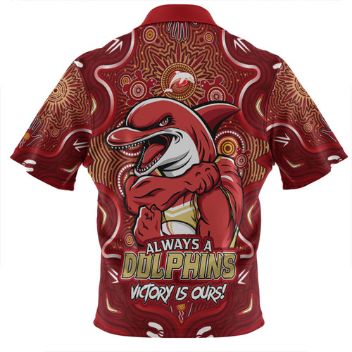 Redcliffe Dolphins Zip Polo Shirt Aboriginal Pattern Inspired Victory Is Ours Redcliffe Dolphins Zip Polo Shirt Aboriginal Pattern Inspired Victory Is Ours