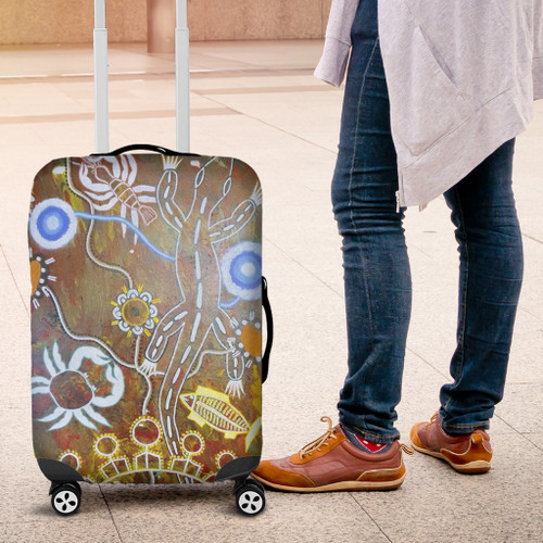 (Custom) Australia Luggage Cover Aboriginal Art Brown