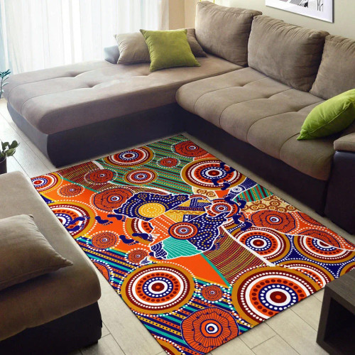 Australia Aboriginal Area Rug - Australian Map Dot Painting Australia Aboriginal Area Rug - Australian Map Dot Painting